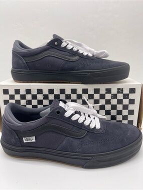Vans Women's Charcoal Gray Suede and Canvas Sneakers with White Laces